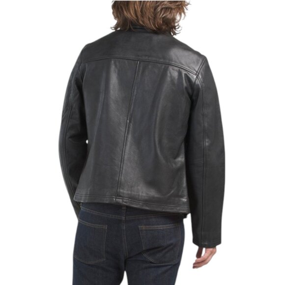 KARL LAGERFELD PARIS Leather Center Zip Jacket - Black - Picture 2 of 2
